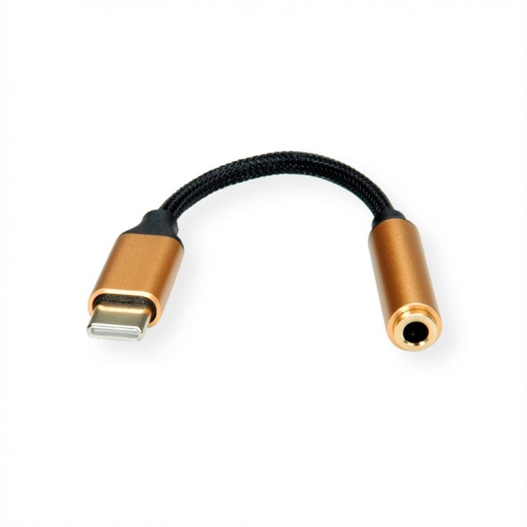 Imagine Adaptor audio GOLD USB-C la jack stereo 3.5mm T-M 0.13m, Roline 12.03.3223