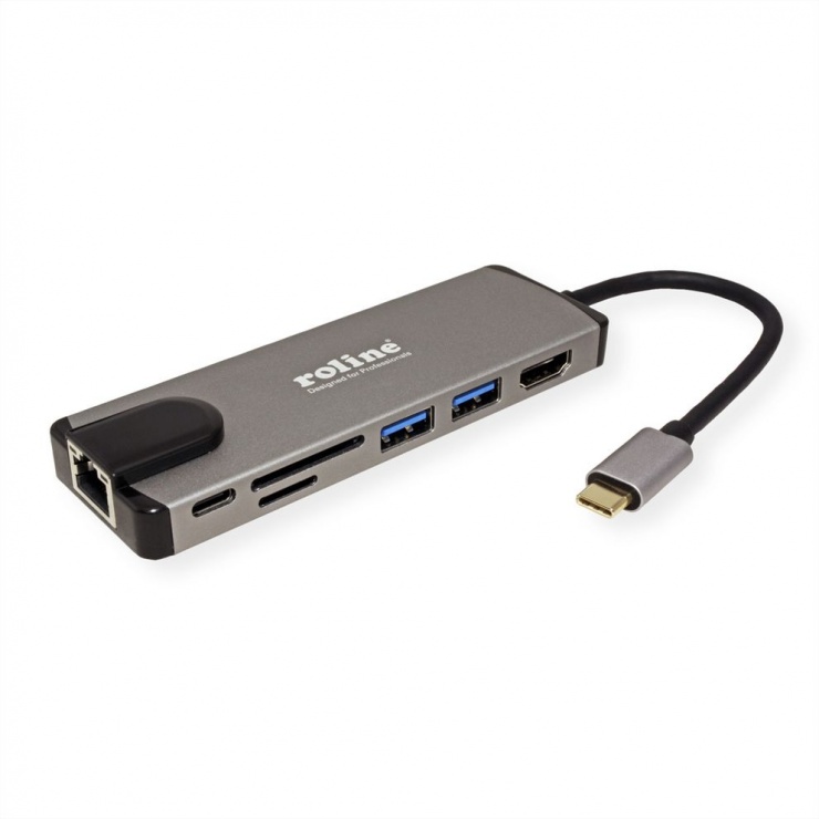 Imagine Docking station USB-C 3.1 Gen 2 la 1 x HDMI, 1 x Gigabit LAN, 2 x USB, 1 x SD, 1 x Micro SD slot, 1 