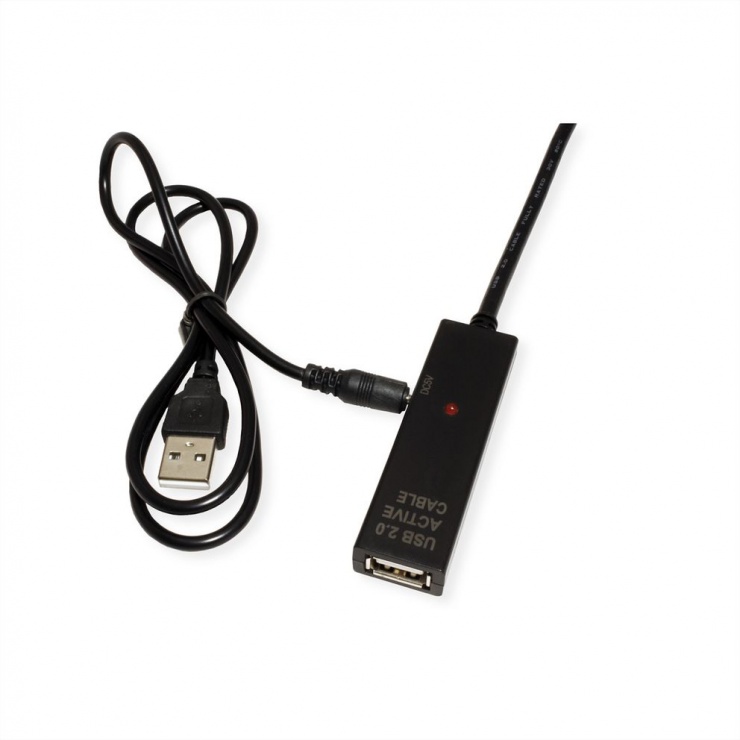 Imagine Cablu activ USB-C 2.0 la USB-A T-M 20m Negru, Value 12.99.1114
