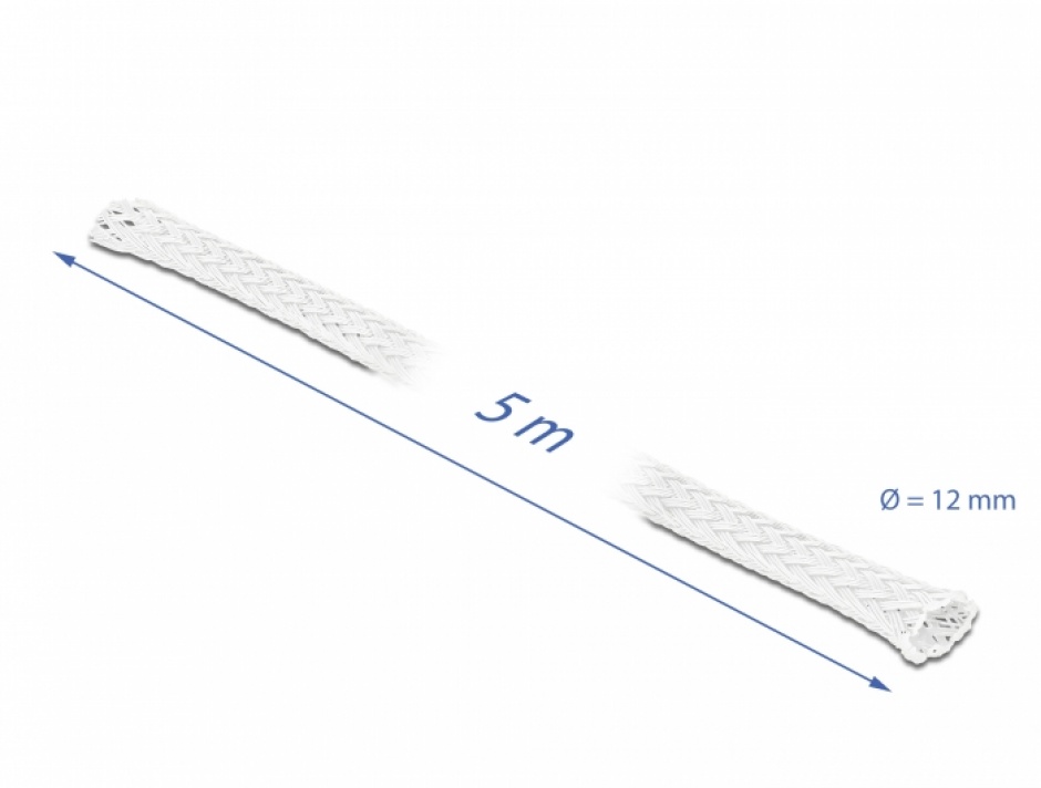 Imagine Plasa pentru organizarea cablurilor 5m x 12mm alb, Delock 20694