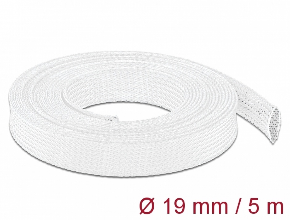 Imagine Plasa pentru organizarea cablurilor 5m x 19mm alb, Delock 20695