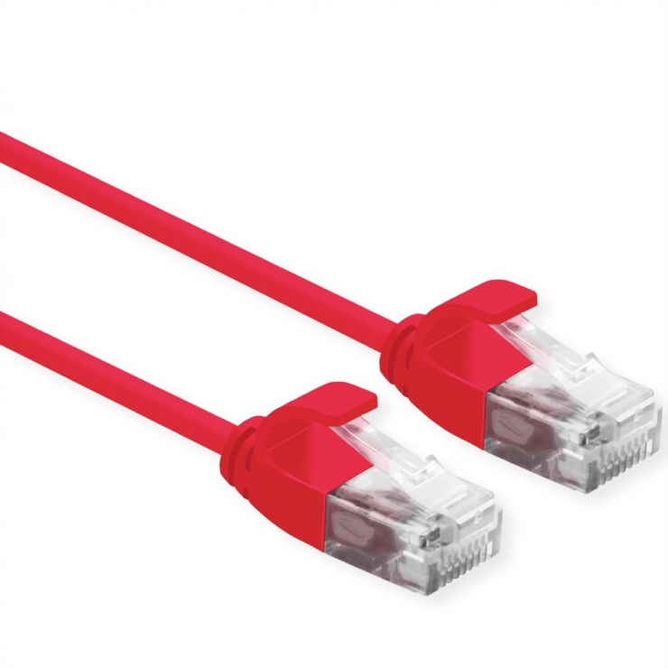 Imagine Cablu de retea Slim cat 6A UTP LSOH 0.5m Rosu, Roline 21.15.3912