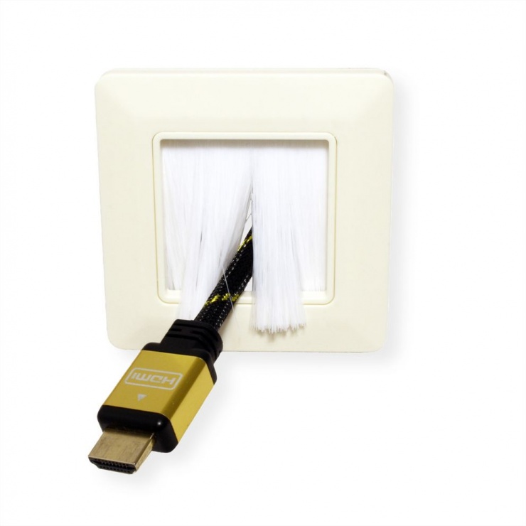 Imagine Priza pentru organizarea cablurilor cu perii 86x86mm Alb, Value 25.99.8206