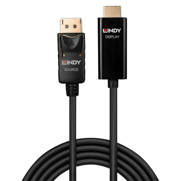 Imagine Cablu DisplayPort 1.2 la HDMI v2.0 4K T-T activ 3m, Lindy L40917