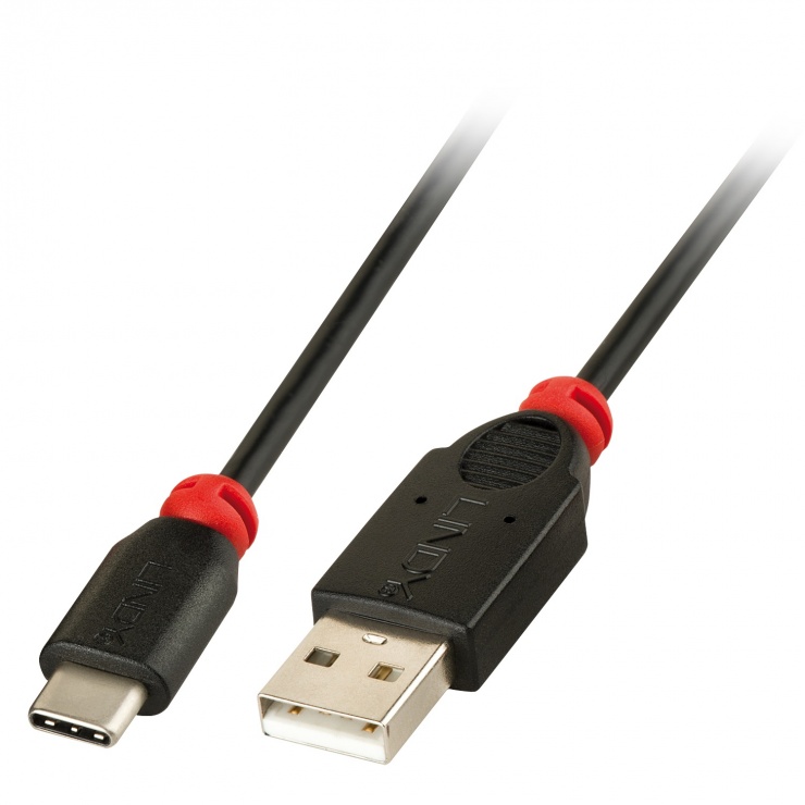 Imagine Cablu Premium USB 2.0 tip A la tip C T-T 2m Negru, Lindy L41887