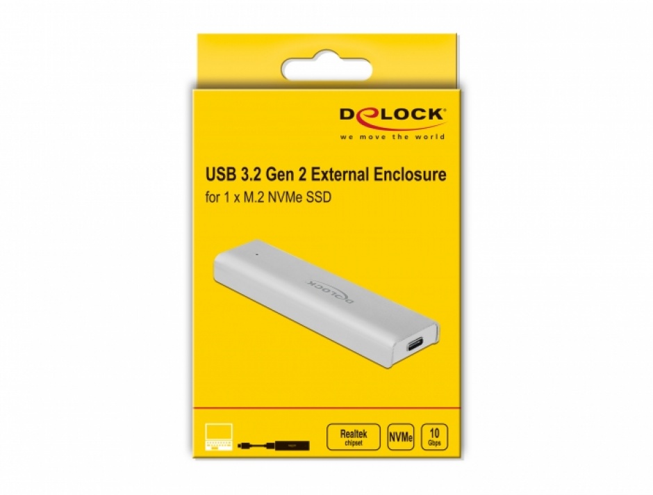 Imagine Rack extern USB 3.2 Gen 2-C pentru M.2 NVMe PCIe SSD, Delock 42634