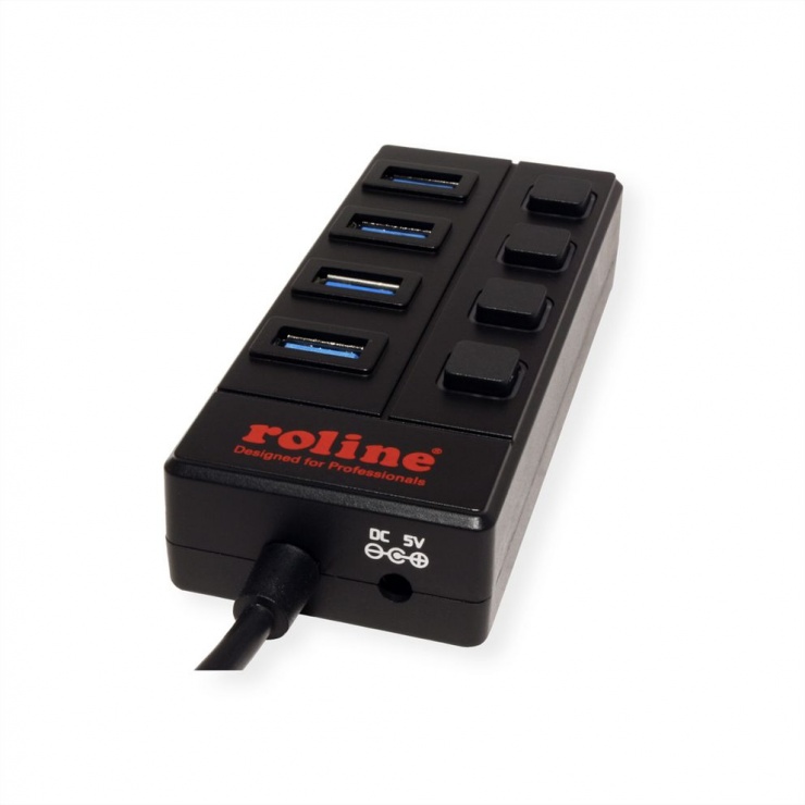 Imagine HUB USB 3.0 cu 4 porturi cu switch, Roline 14.02.5046
