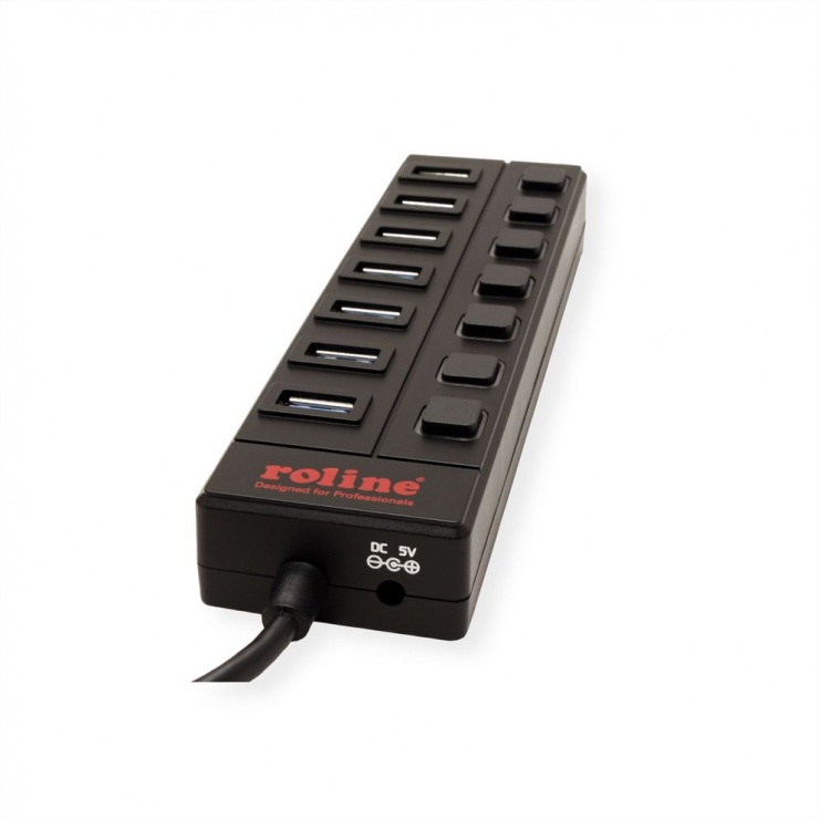 Imagine HUB USB 3.0 cu 7 porturi cu switch, Roline 14.02.5047