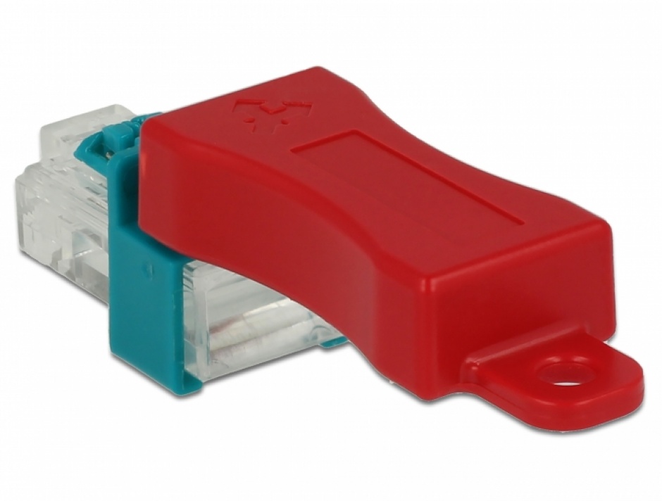 Imagine Set 6 buc clips securizare mufa RJ45 + cheie, Delock 86425