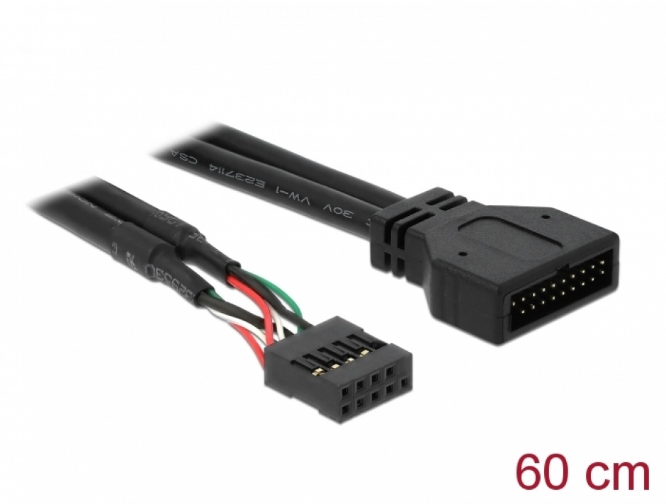 Imagine Cablu pin header USB 2.0 la USB 3.0 M-T 60cm, Delock 83777