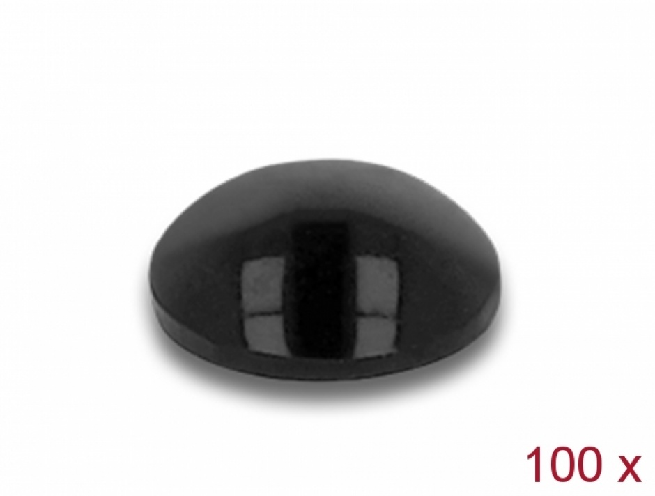 Imagine Set 100 buc picioruse negre cu banda adeziva 5 x 2 mm Negru, Delock 18306