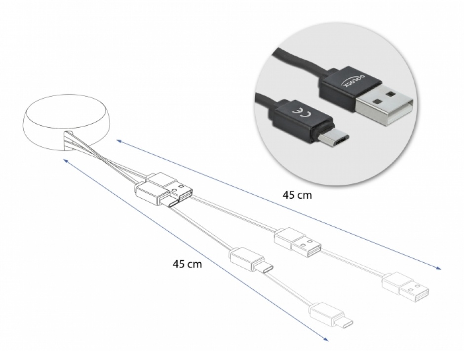 Imagine Cablu de date si incarcare USB 2.0 la micro USB-B Negru, Delock 85818