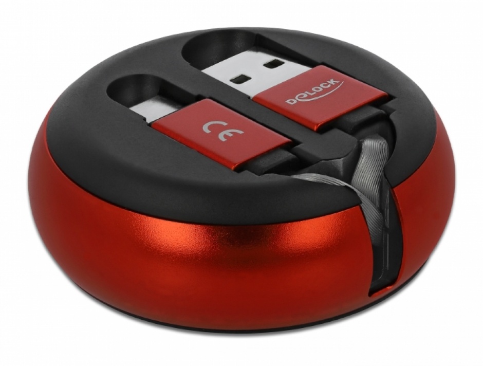 Imagine Cablu de date si incarcare USB 2.0 la USB-C Negru/Rosu, Delock 85819