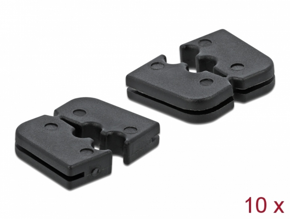 Imagine Set 10 buc protectie pentru 2 cabluri dreptunghiular - diametru 2.2mm Negru, Delock 60259