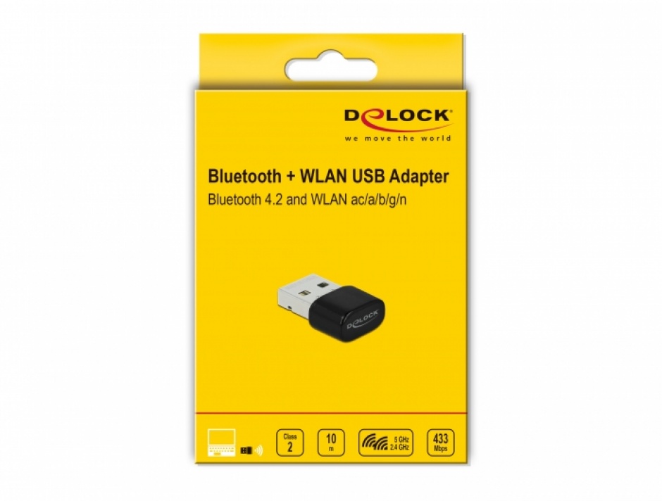 Imagine Adaptor 2 in 1 Bluetooth 4.2 + adaptor USB Dual band WLAN ac/a/b/g/n 433 Mbps, Delock 61000