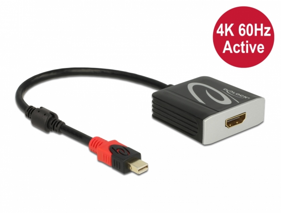 Imagine Adaptor activ mini DisplayPort 1.4 la HDMI 4K@60 Hz (HDR), Delock 65302