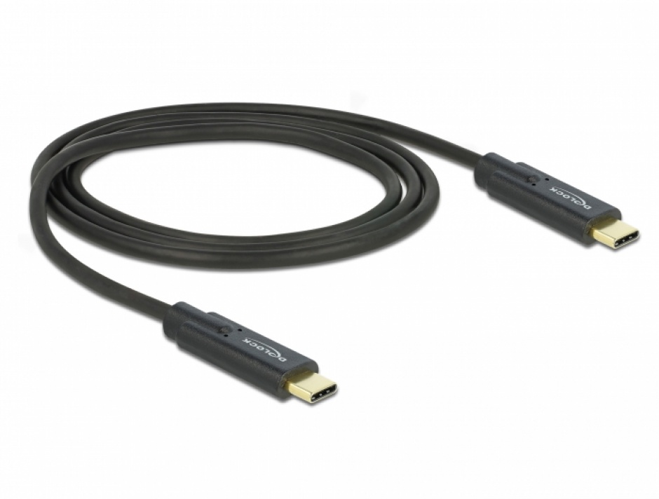 Imagine Cablu USB 3.1 Gen 2 (10 Gbps) Tip C la tip C T-T 1m 5A E-Marker, Delock 85531