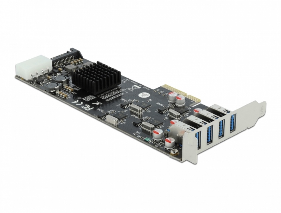 Imagine PCI Express cu 4 x SuperSpeed USB (USB 3.2 Gen 1) USB-A Quad Channel LPFF, Delock 89008