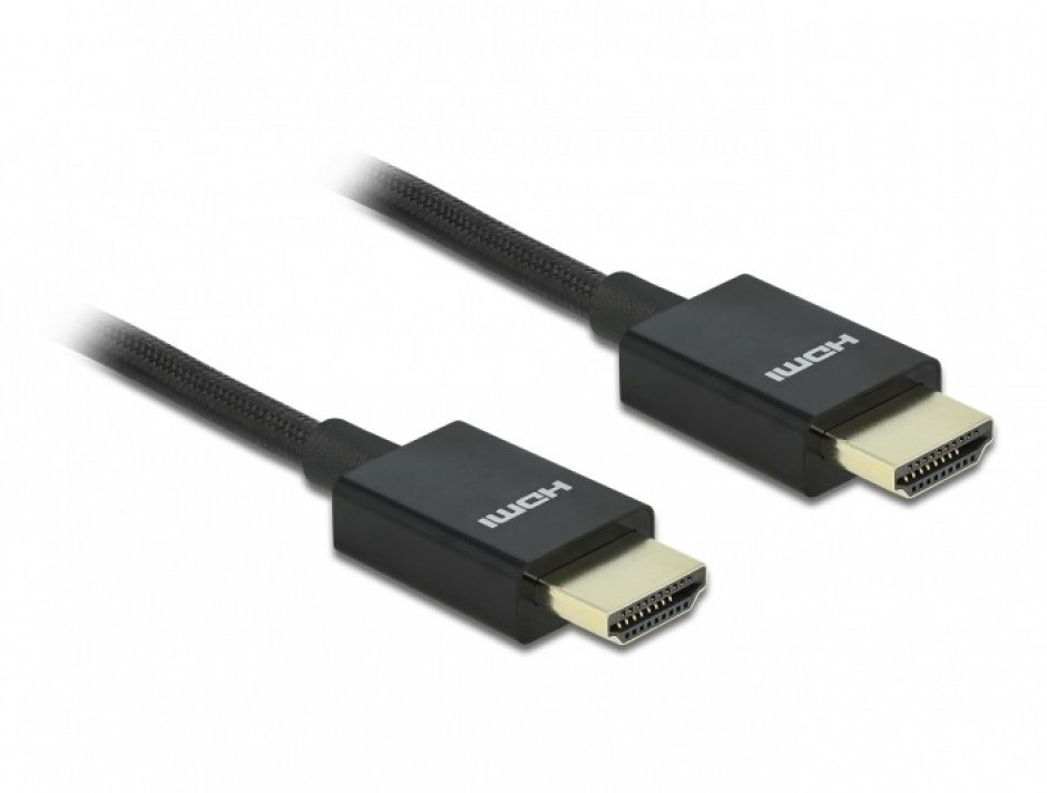 Imagine Cablu HDMI coaxial 48 Gbps 8K@60Hz HDR + eARC T-T 2m Negru, Delock 85385