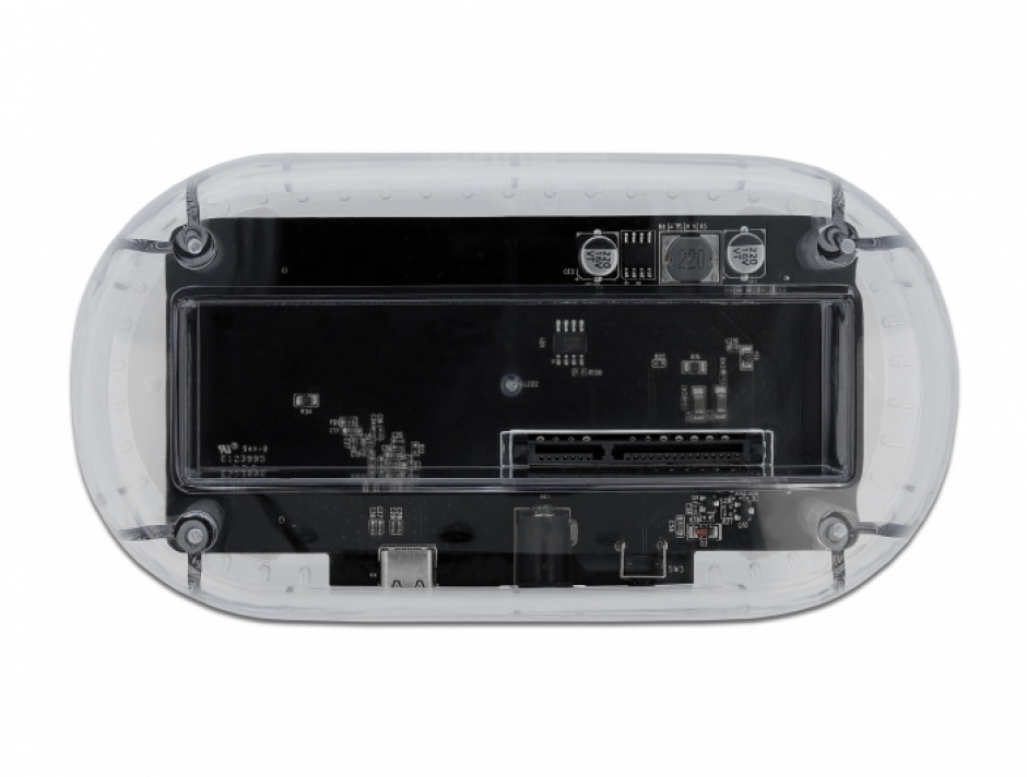 Imagine Docking Station USB-C 3.0 pentru 1 x SATA 2.5"/3.5" HDD / SSD transparent, Delock 64089