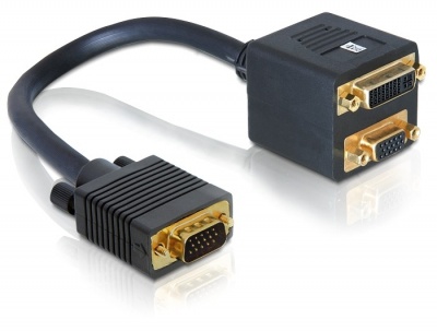 Imagine Adaptor VGA T la VGA + DVI-I Dual Link 24+5pini M, Delock 65068
