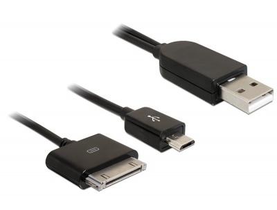 Imagine Cablu de date si alimentare USB iPhone si micro USB, Delock 82706