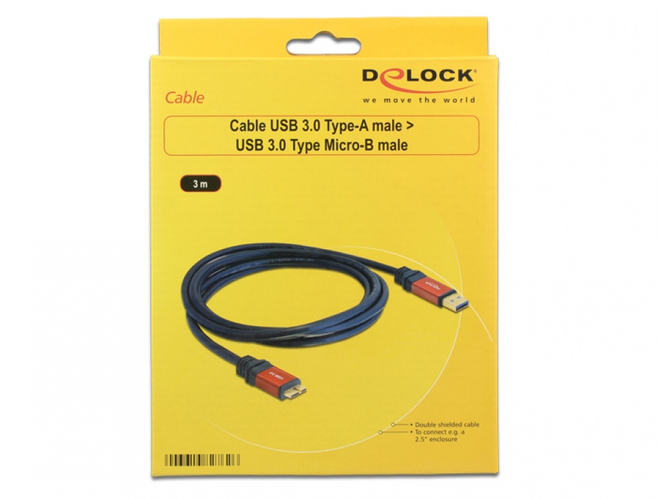 Imagine Cablu USB 3.0 la micro USB-B T-T 3m Premium, Delock 82762