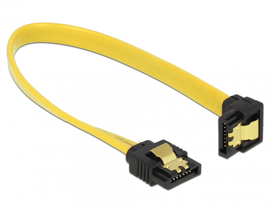 Imagine Cablu SATA III 6 Gb/s unghi sus-jos, clips metalic 20 cm, Delock 82819 