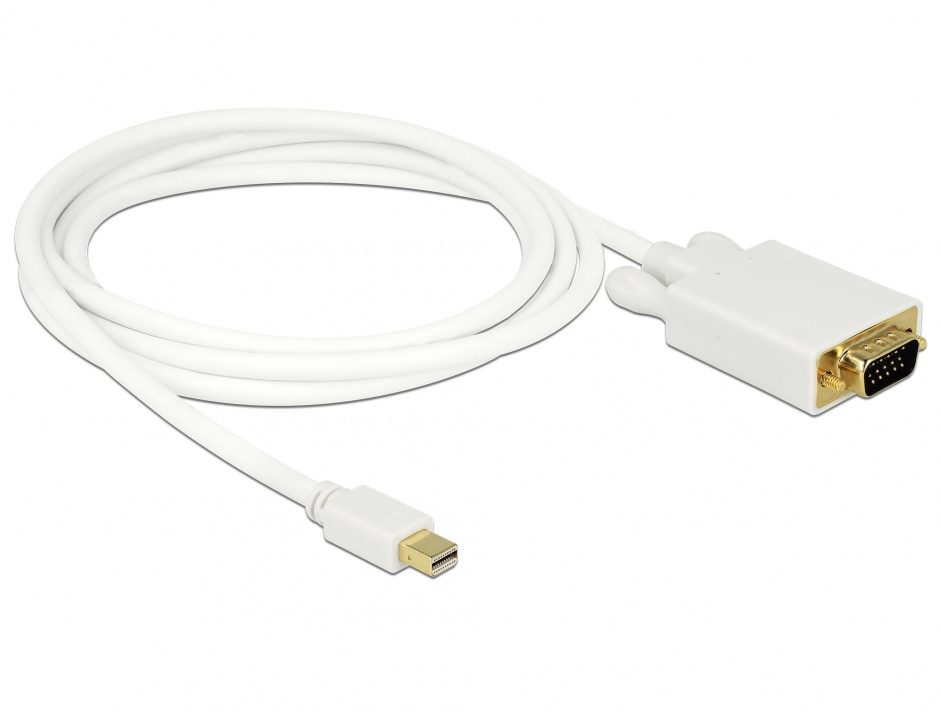 Imagine Cablu mini DisplayPort la VGA T-T alb 2m, Delock 82921