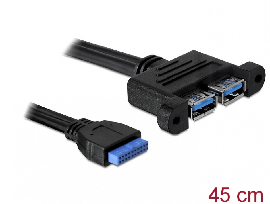 Imagine Cablu intern USB 3.0 pin header la 2 x USB 3.0, Delock 82941