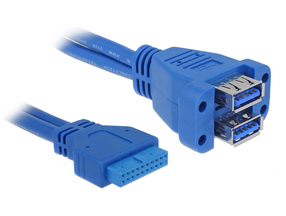 Imagine Cablu USB 3.0 pin header la 2 x USB 3.0-A M-M, Delock 82942