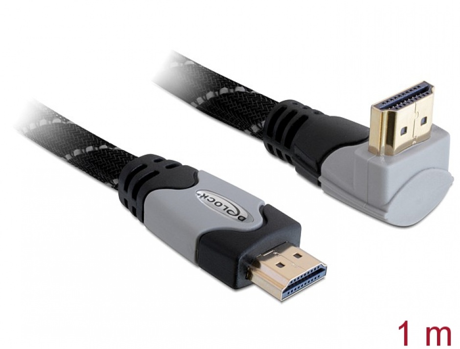 Imagine Cablu HDMI 4K v1.4 T-T unghi 90 grade 1m gri, Delock 82993