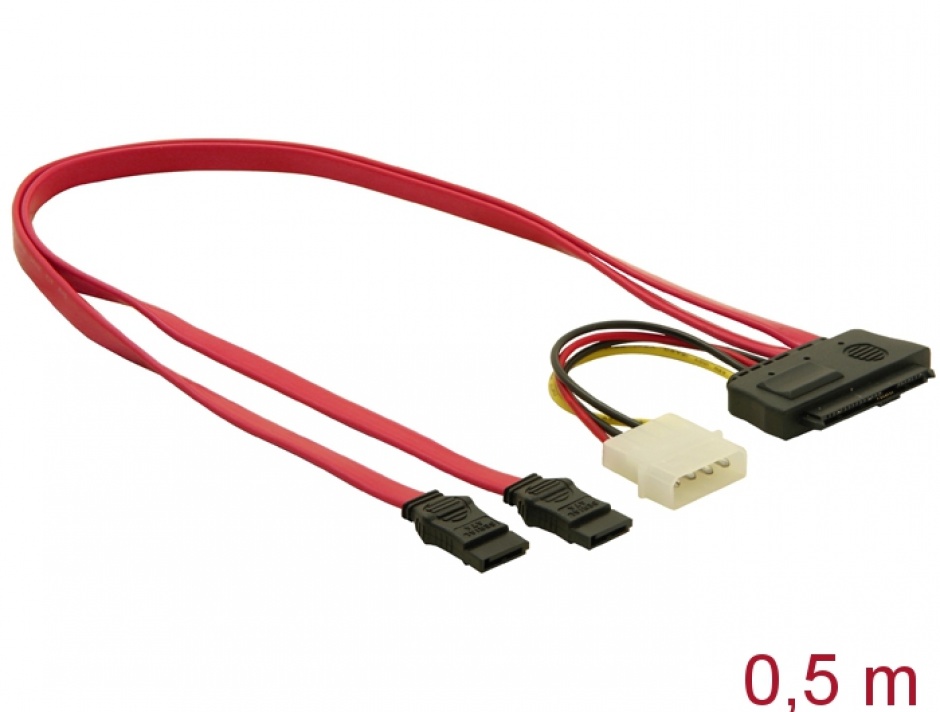 Imagine Cablu SAS SFF-8482 la 2 x SATA 0.5m, Delock 83054