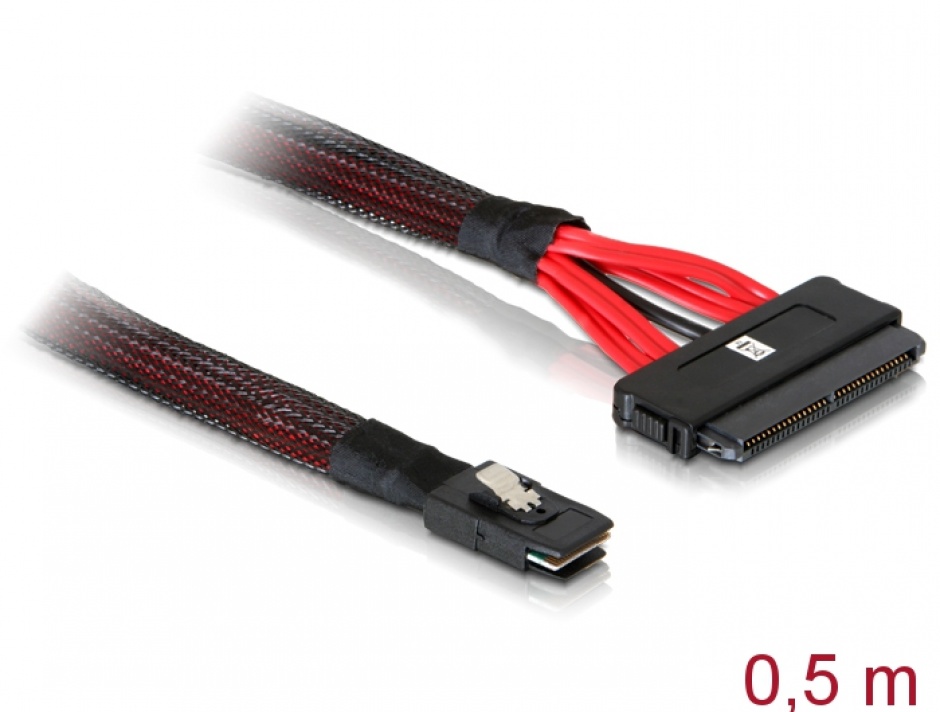 Imagine Cablu mini SAS SFF-8087 la SAS SFF-8484 0.5m, Delock 83056