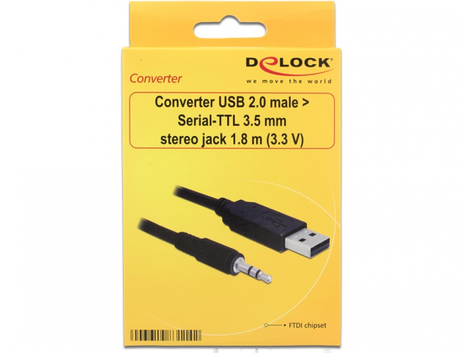 Imagine Cablu USB la Serial TTL 3.5 jack 1.8 m (3.3 V), Delock 83114