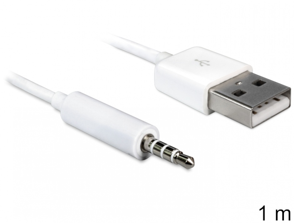 Imagine Cablu USB la Stereo jack 3.5 mm 4 pini IPod Shuffle 1m, Delock 83182
