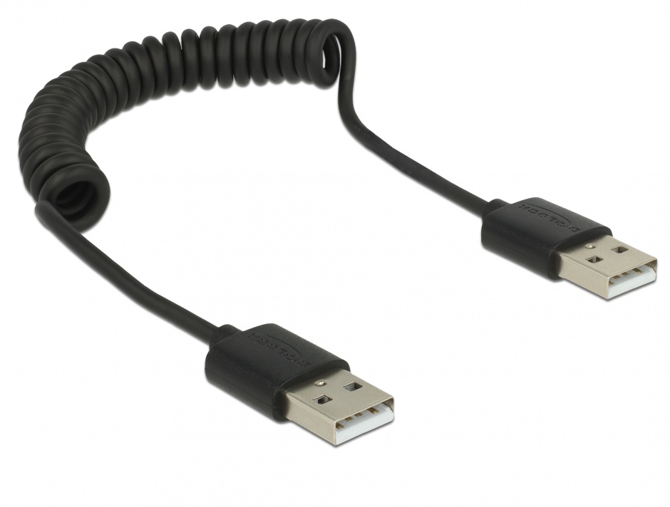 Imagine Cablu USB 2.0 T-T spiralat 20-60cm, Delock 83239