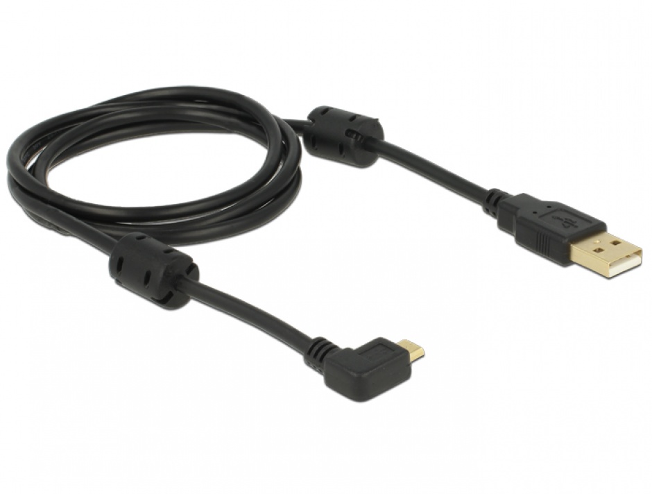 Imagine Cablu USB 2.0 la micro USB-B unghi 270 grade 1m, Delock 83250