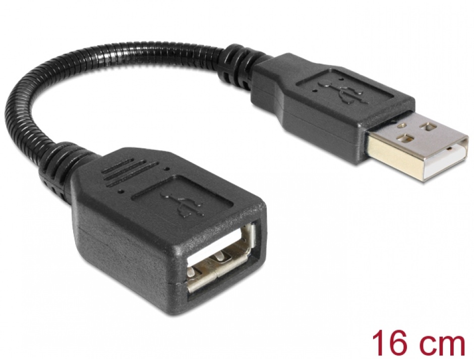 Imagine Cablu prelungitor USB 2.0 T-M flexibil 16 cm, Delock 83261