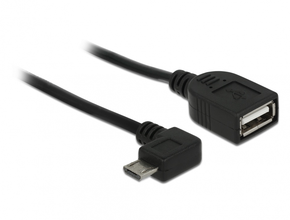 Imagine Cablu micro USB B la USB 2.0 A T-M OTG 50 cm unghi, Delock 83271