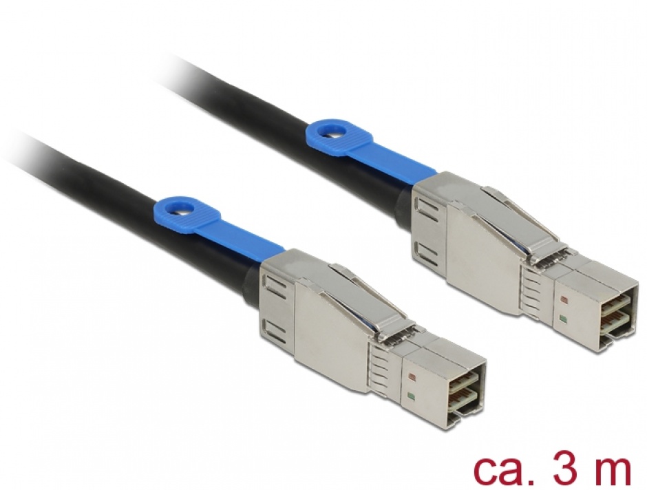 Imagine Cablu Mini SAS HD SFF-8644 la Mini SAS HD SFF-8644 3m, Delock 83396