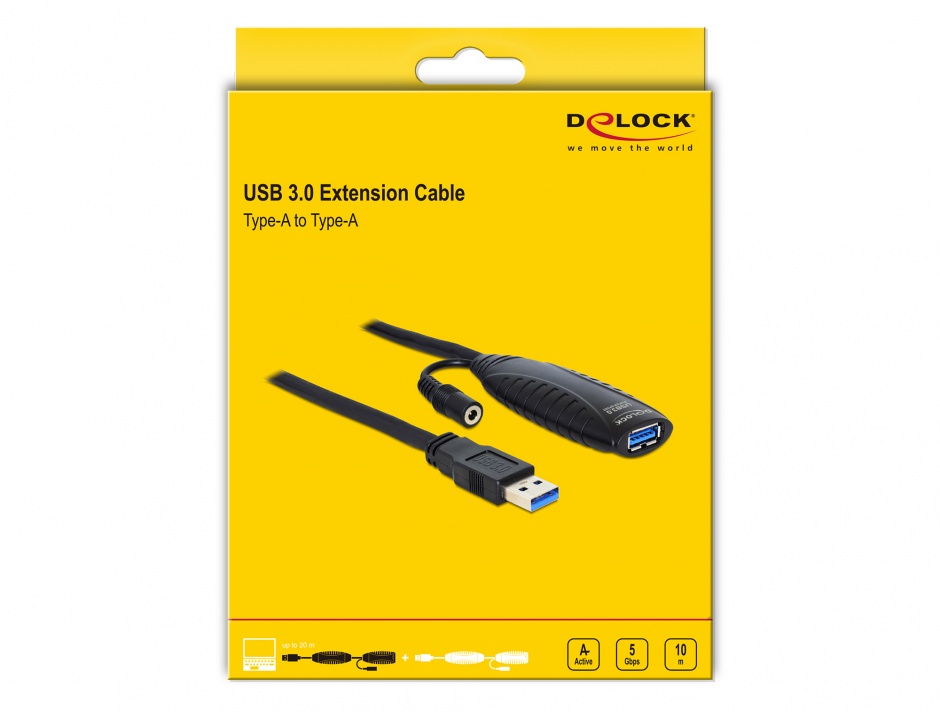 Imagine Cablu prelungitor activ USB 3.0 M-T 10m, Delock 83415