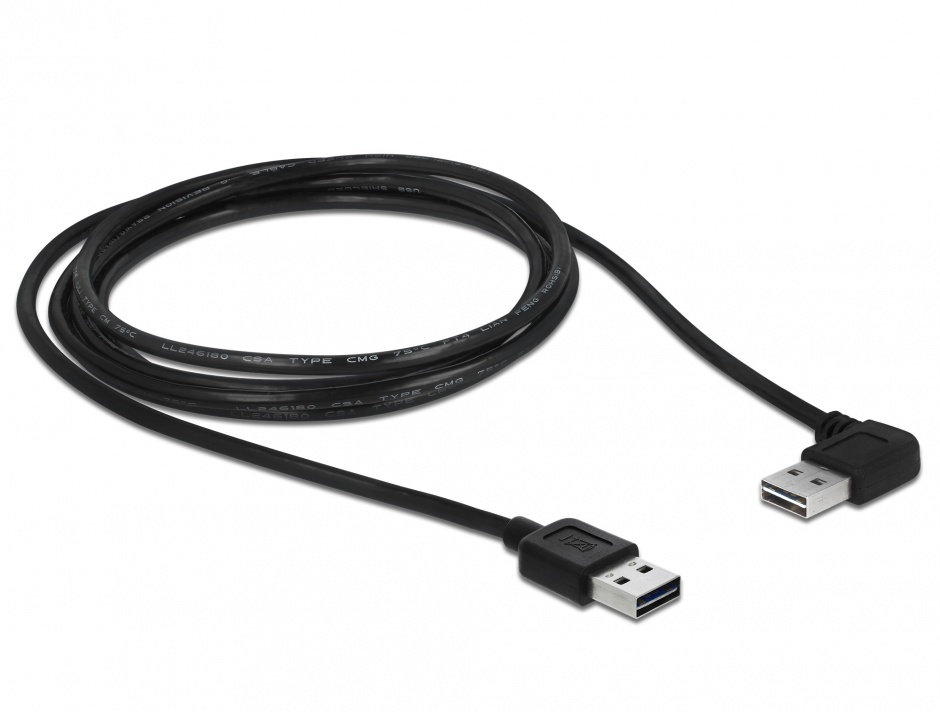 Imagine Cablu EASY-USB 2.0-A T-T 1m unghi, Delock 83464
