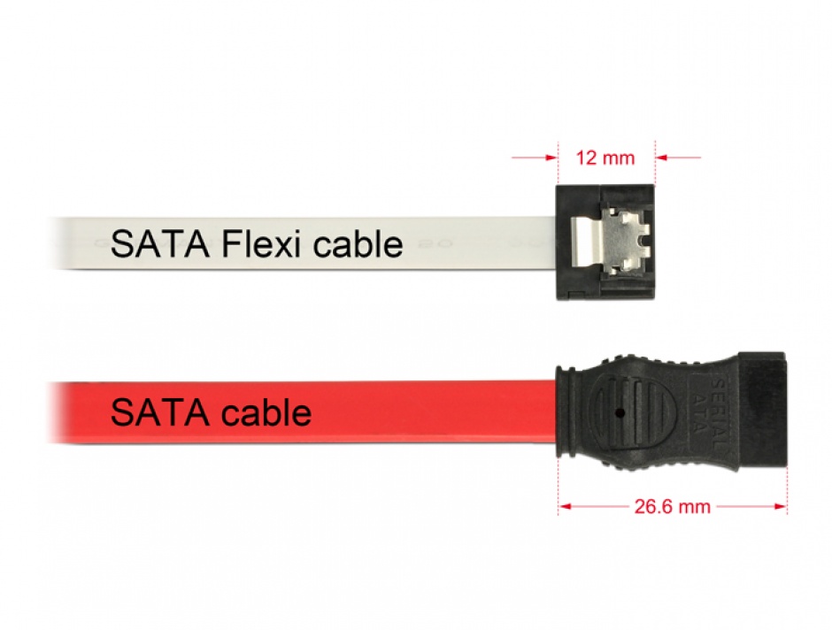 Imagine Cablu SATA III FLEXI 6 Gb/s 70 cm white metal, Delock 83505