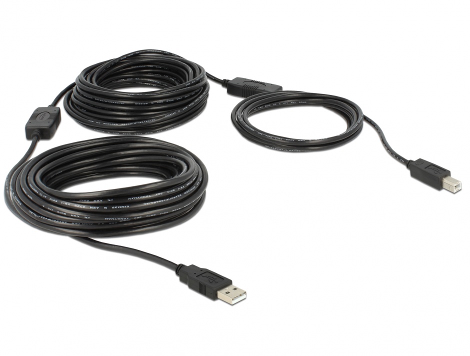 Imagine Cablu USB 2.0 A la tip B imprimanta activ 20m T-T, Delock 83557