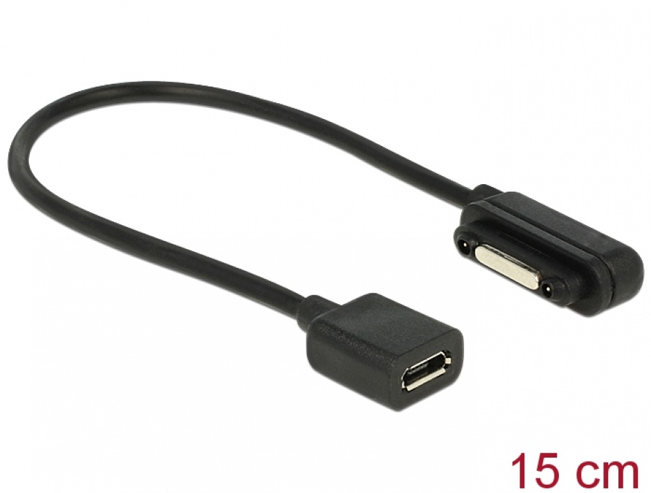 Imagine Cablu de incarcare micro USB la conector magnet Sony 15 cm, Delock 83559