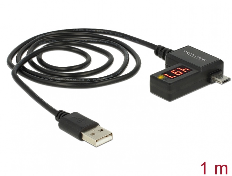 Imagine Cablu USB 2.0 la Micro-B cu indicator LED, Delock 83569