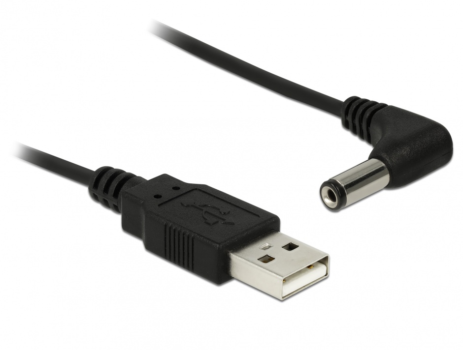 Imagine Cablu alimentare USB la DC 5.5 x 2.1 mm 90 grade 1.5m, Delock 83578