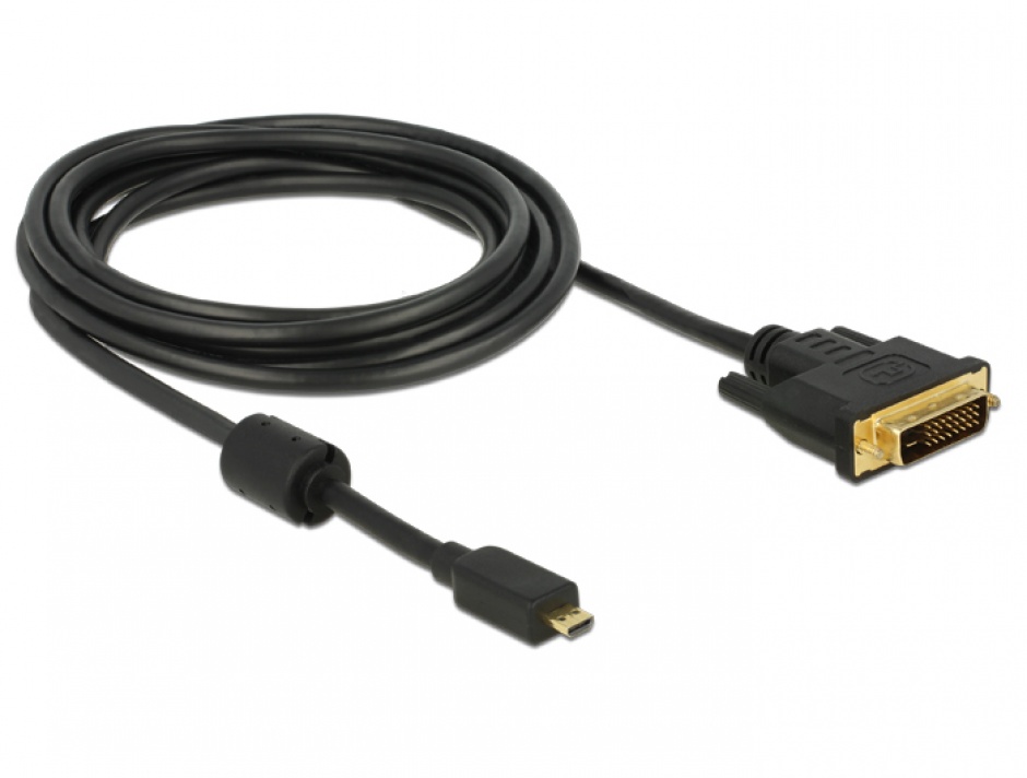 Imagine Cablu Micro-D HDMI la DVI T-T 3m Negru, Delock 83587
