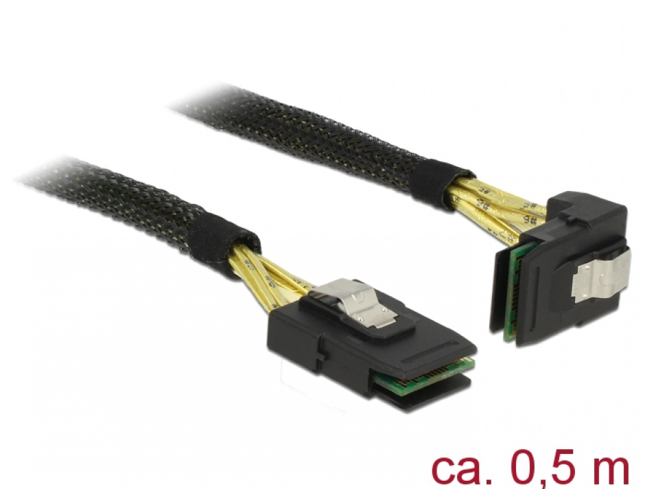 Imagine Cablu Mini SAS SFF-8087 la Mini SAS SFF-8087 unghi 0.5m, Delock 83622